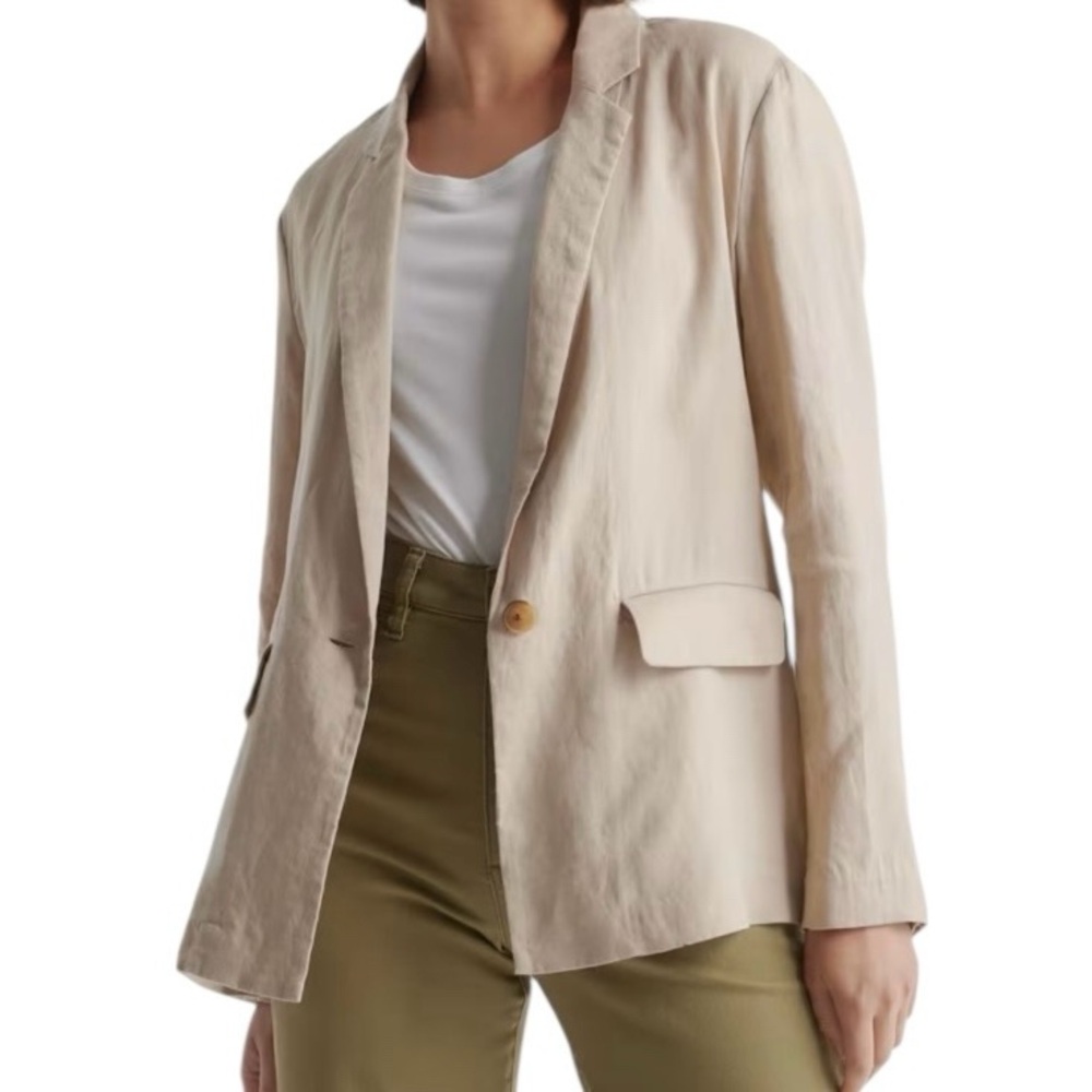 NWT. Quince Driftwood Single-Button European Linen Blazer